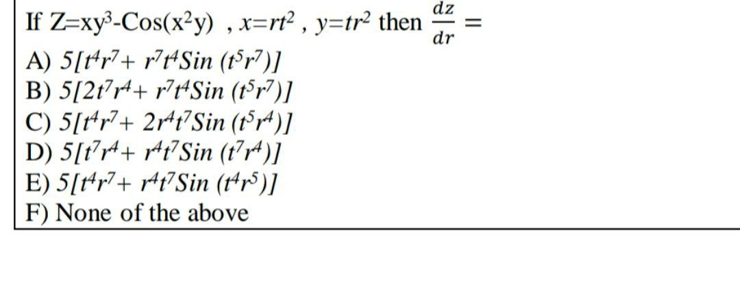 Answered Dz If Z Xy Cos X Y X Rt Y Tr Bartleby