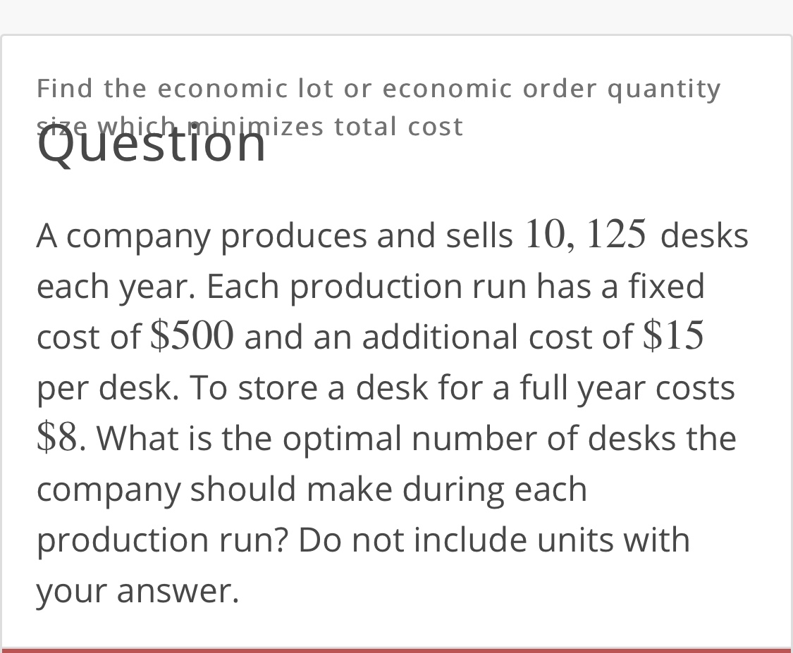 Answered Find The Economic Lot Or Economic Order Bartleby