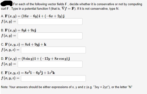 Answered For Each Of The Following Vector Fields Bartleby