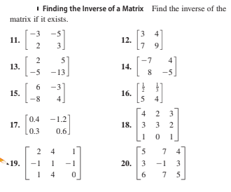 Answered I Finding The Inverse Of A Matrix Find Bartleby
