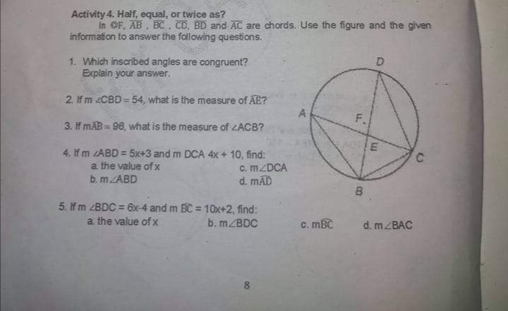 Answered 1 Which Inscribed Angles Are Bartleby