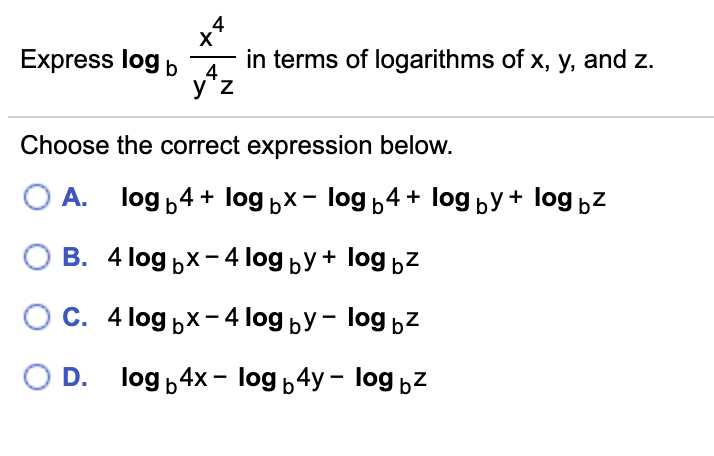 Answered Express Log B In Terms Of Logarithms Of Bartleby