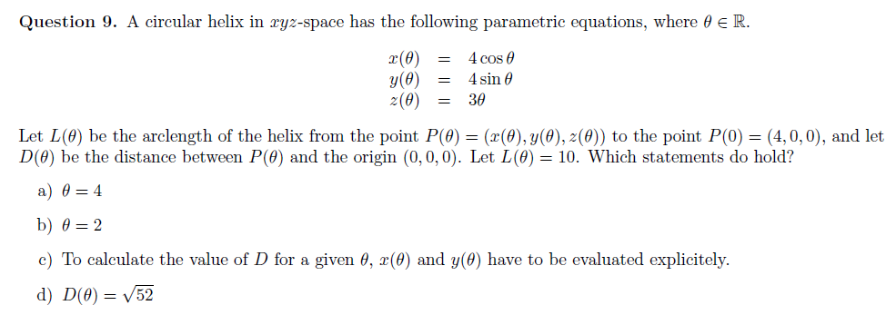 Answered Question 9 A Circular Helix In Bartleby