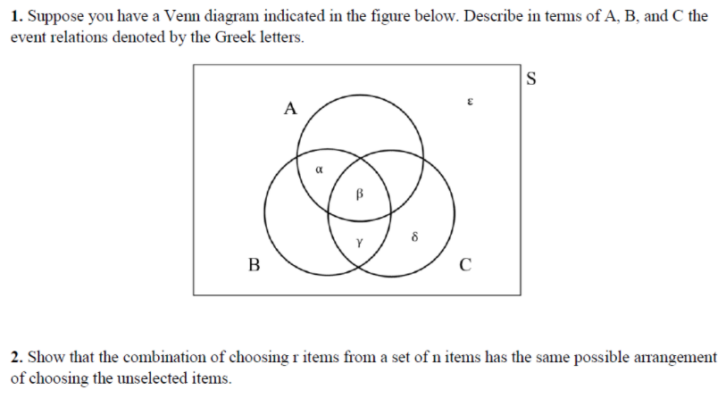 Answered: 1. Suppose you have a Venn diagram… | bartleby