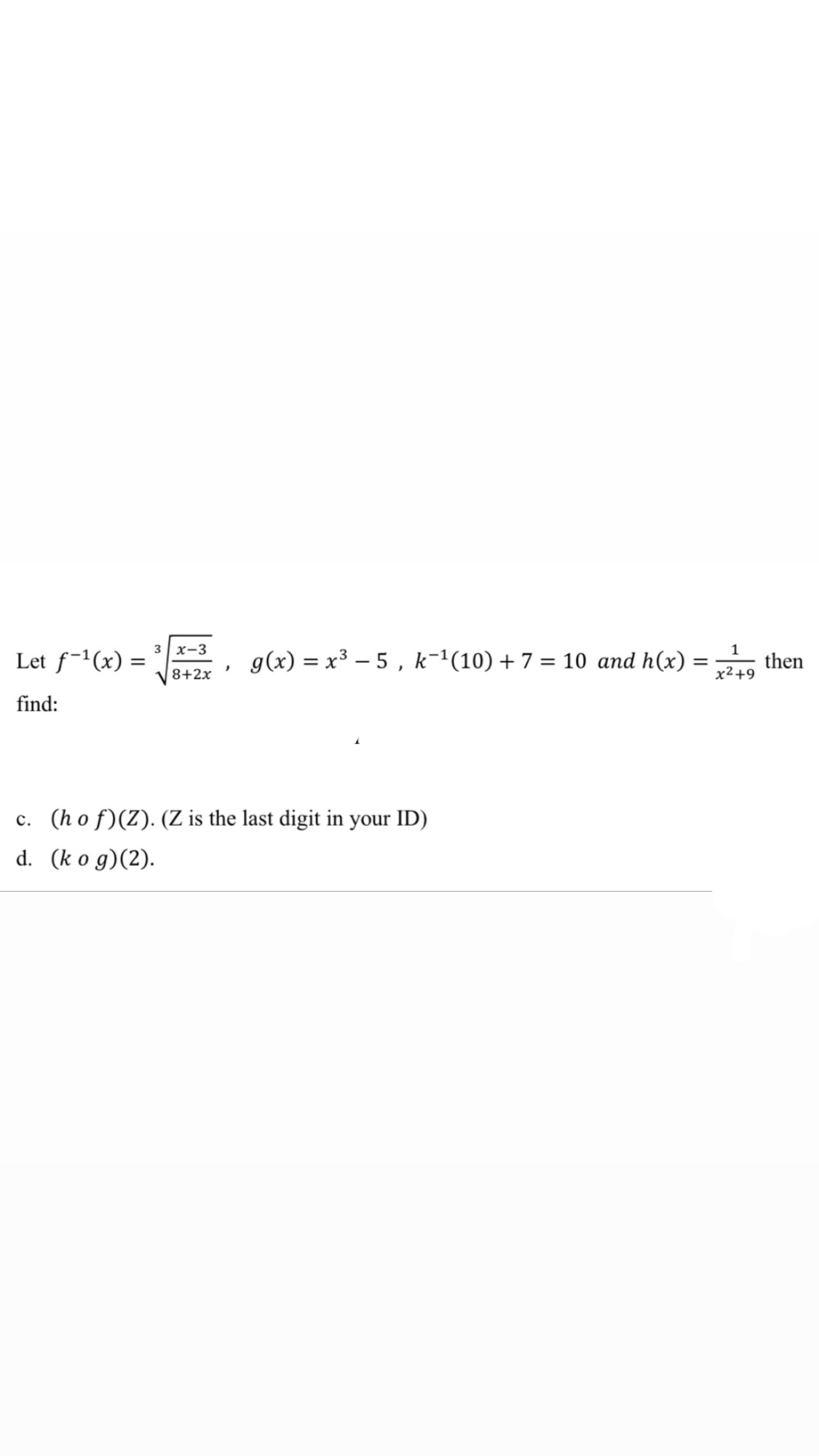 Answered 3x 3 Let F X G X X 5 K 1 10 Bartleby