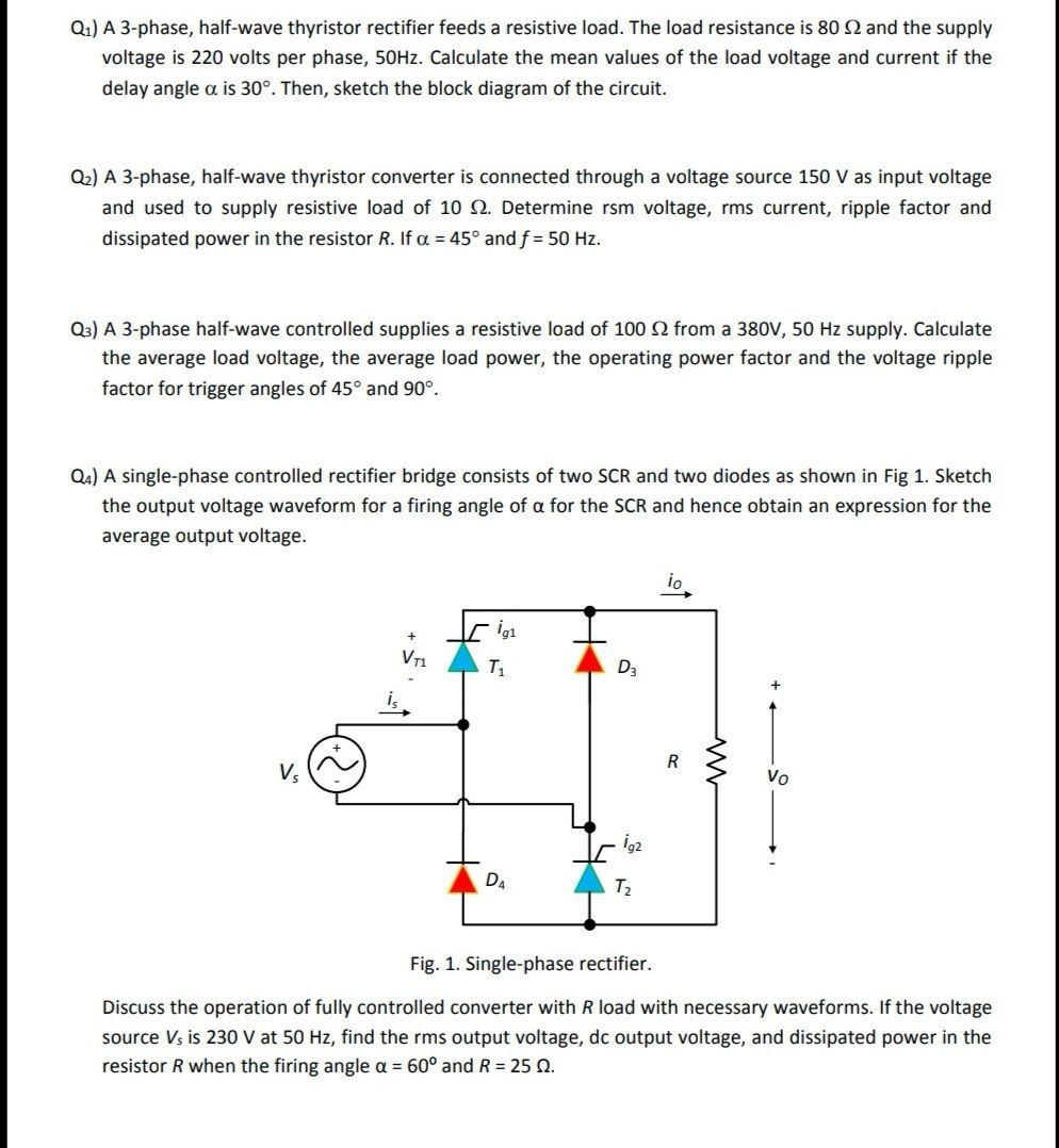 Answered Q1 A 3 Phase Half Wave Thyristor Bartleby