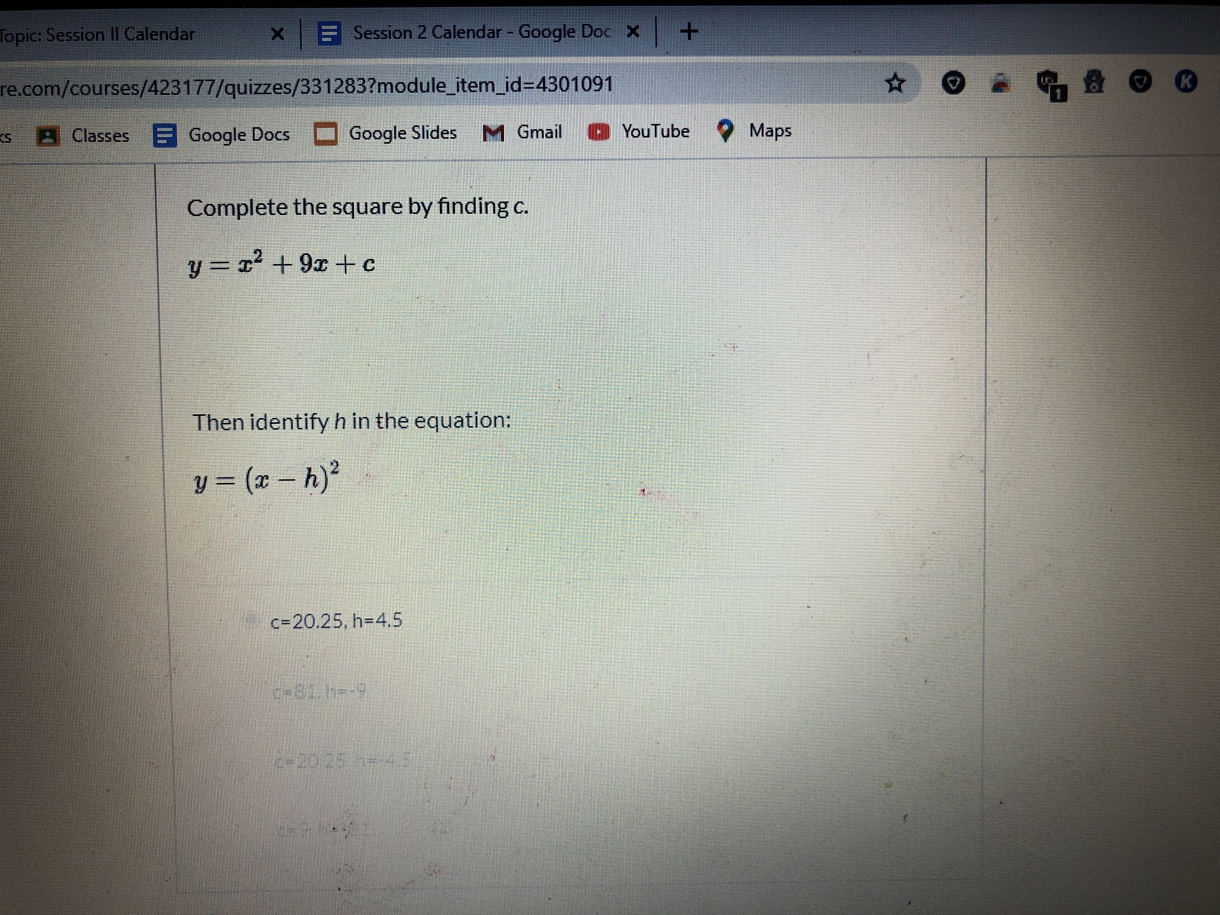 Answered Complete The Square By Finding C Y R Bartleby