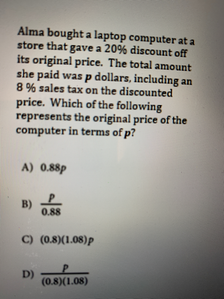 Answered: Alma bought a laptop computer at a… | bartleby