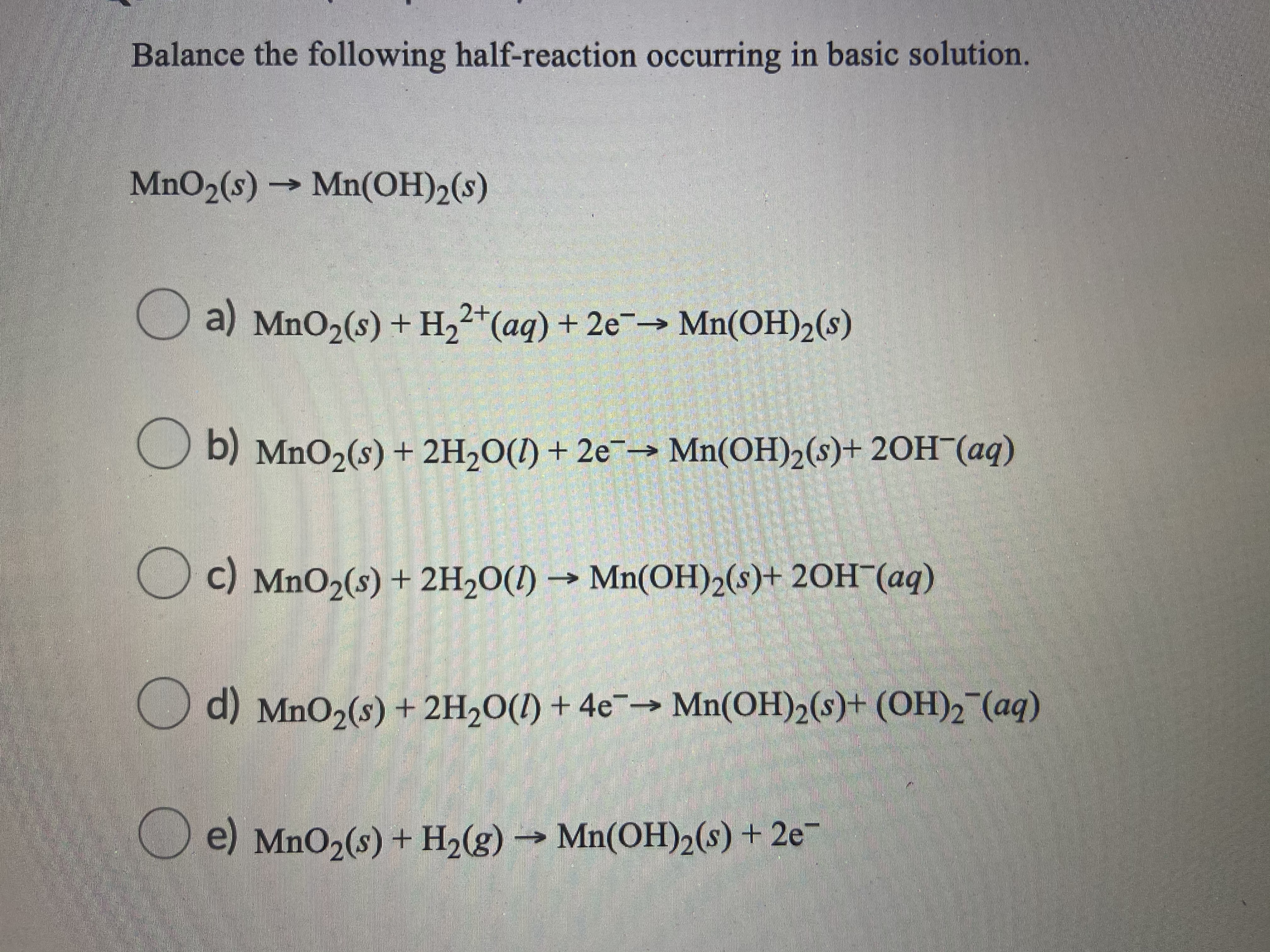 Answered Balance The Following Half Reaction Bartle