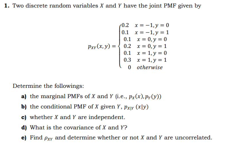 Answered 1 Two Discrete Random Variables X And Bartleby