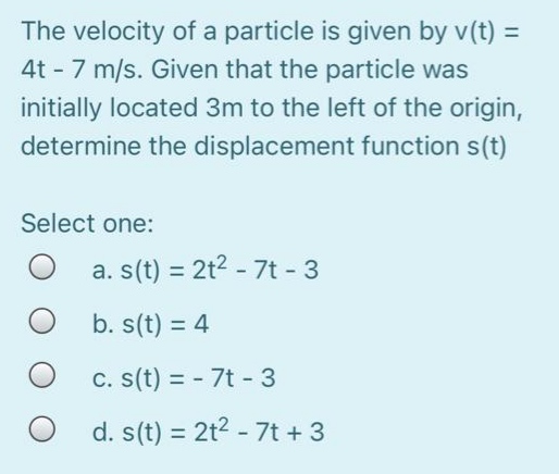 Answered The Velocity Of A Particle Is Given By Bartleby