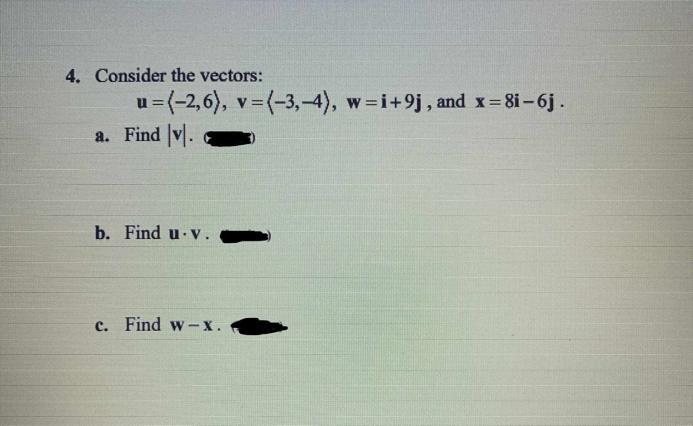 Answered 4 Cuusider The Vectors U Y 3 4 Bartleby