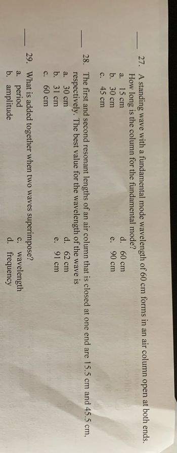 Answered 27 A Standing Wave With A Fundamental… Bartleby