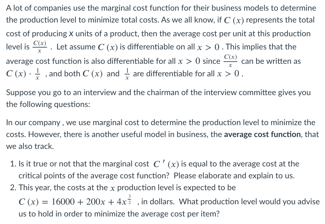 Answered A Lot Of Companies Use The Marginal Bartleby