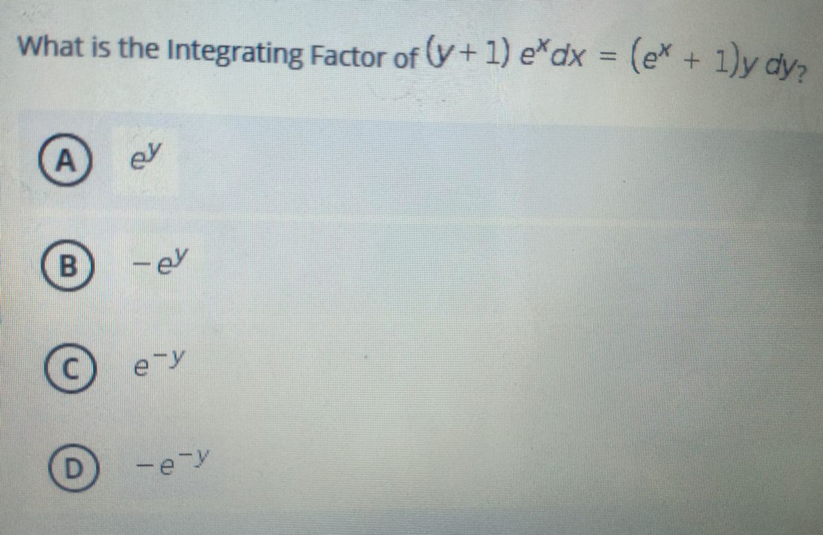 Answered: What Is The Integrating Factor Of (y+… | Bartleby