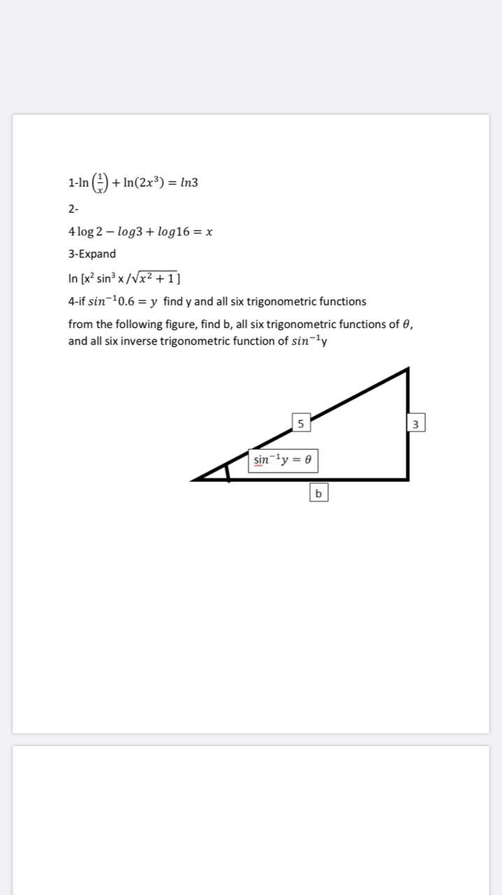 Answered 1 In In 2x In3 2 4 Log 2 Bartleby