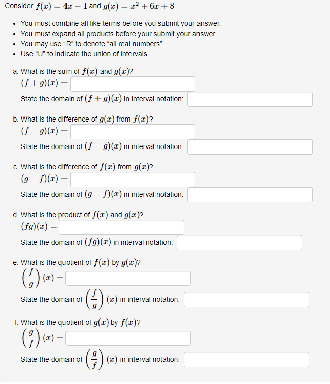 Answered Consider F X 4x 1 And G X X Bartleby