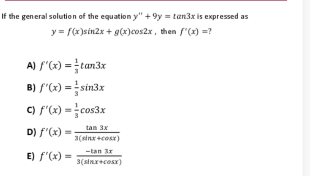 Answered If The General Solution Of The Equation Bartleby