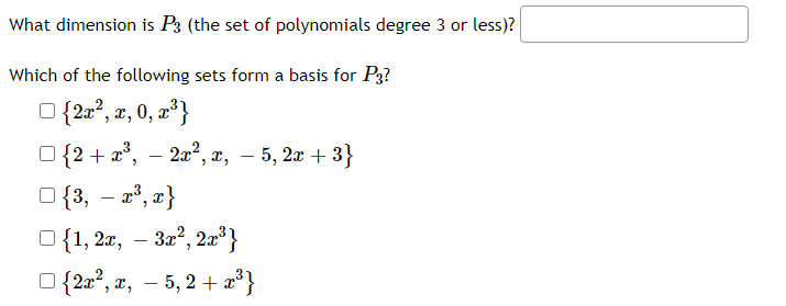 Answered What Dimension Is P3 The Set Of Bartleby