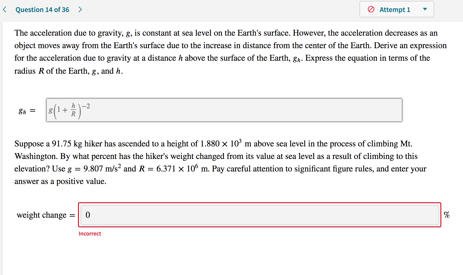Answered The Acceleration Due To Gravity G Is Bartleby 7998