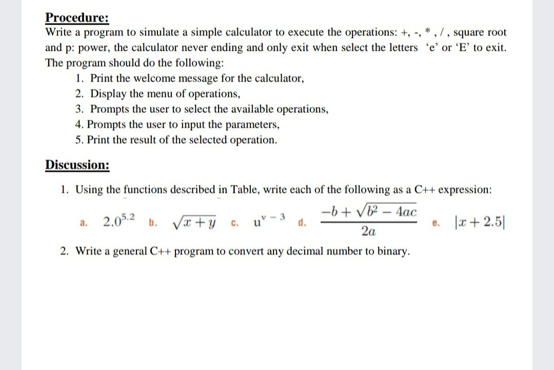 Answered: Procedure: Write A Program To Simulate… | Bartleby