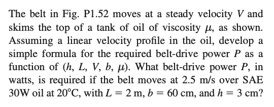 Answered The Belt In Fig P1 52 Moves At A Bartleby