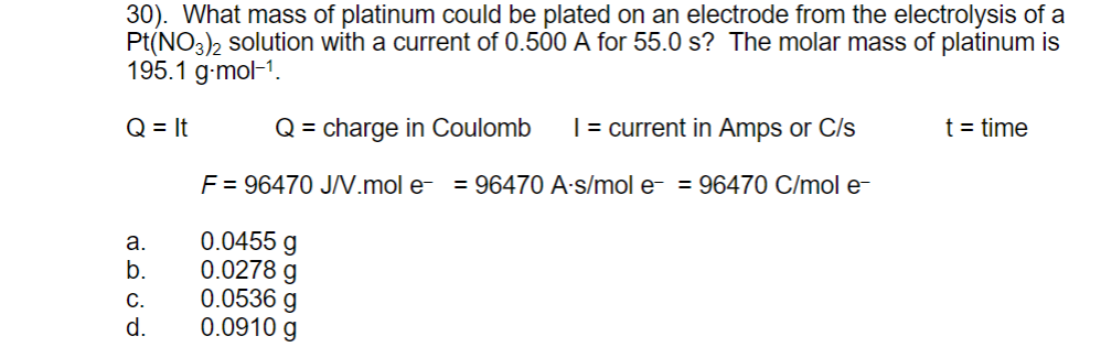 Answered 30 What Mass Of Platinum Could Be Bartleby