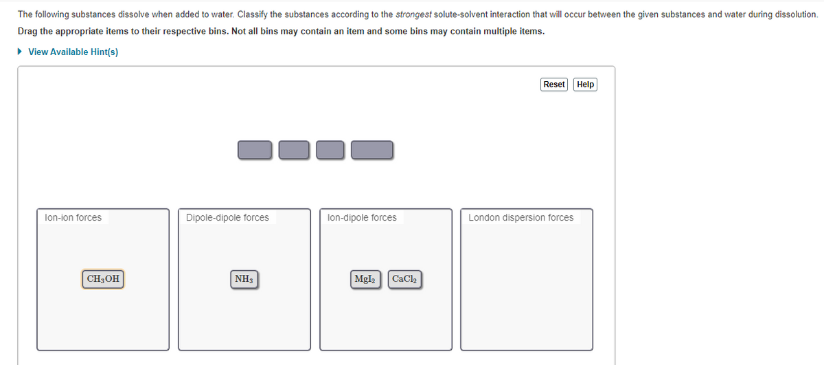 Answered: The following substances dissolve when… | bartleby