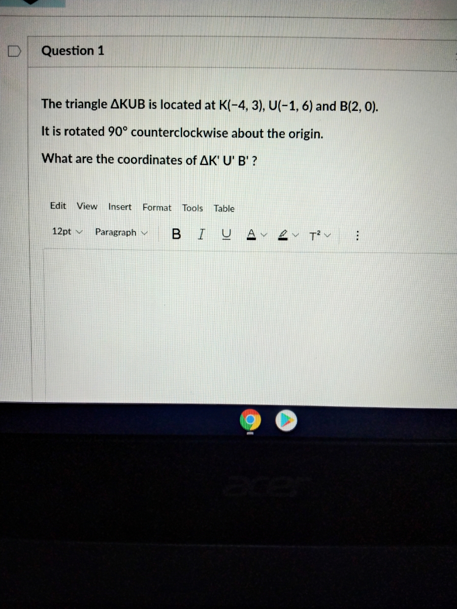 Answered Oquestion 1 The Triangle Akub Is Bartleby