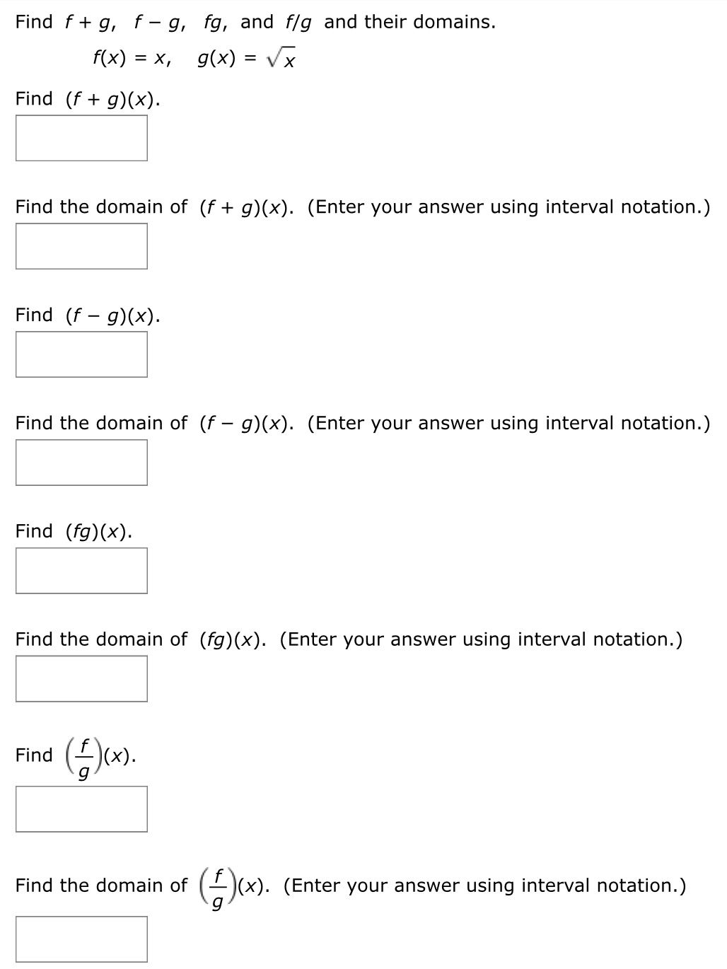 Answered Find F G F G Fg And F G And Their Bartleby