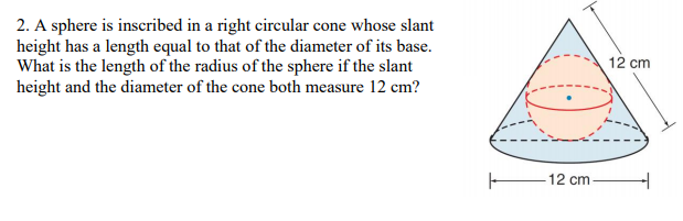 Answered: 2. A sphere is inscribed in a right… | bartleby