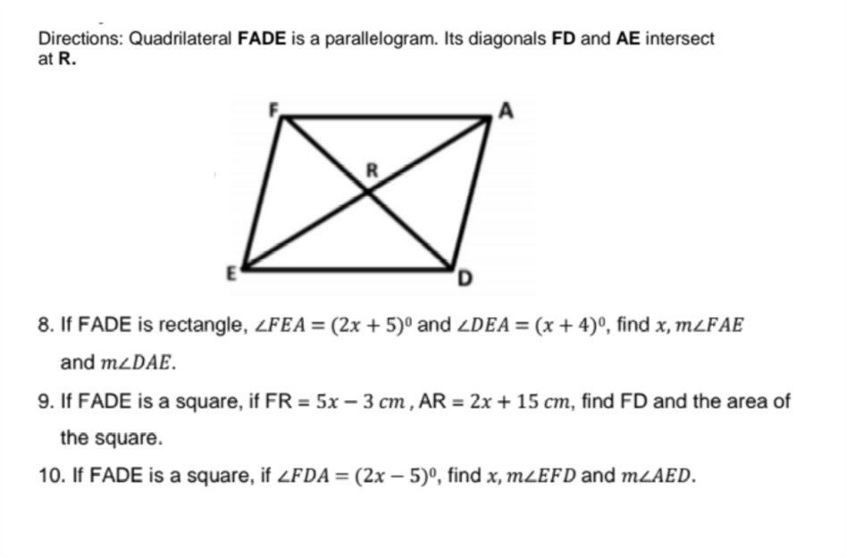 Answered Directions Quadrilateral Fade Is A Bartleby