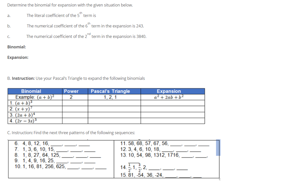 Answered Pascal S Triangle 1 2 1 Expansion A Bartleby