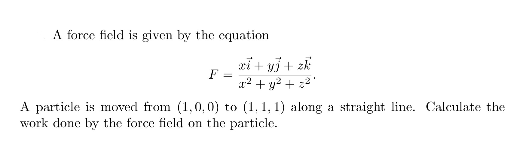 exmaples of claulculating the workdone on a particel