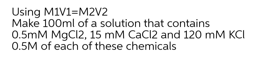 Answered Using M1v1 M2v2 Make 100ml Of A Bartleby