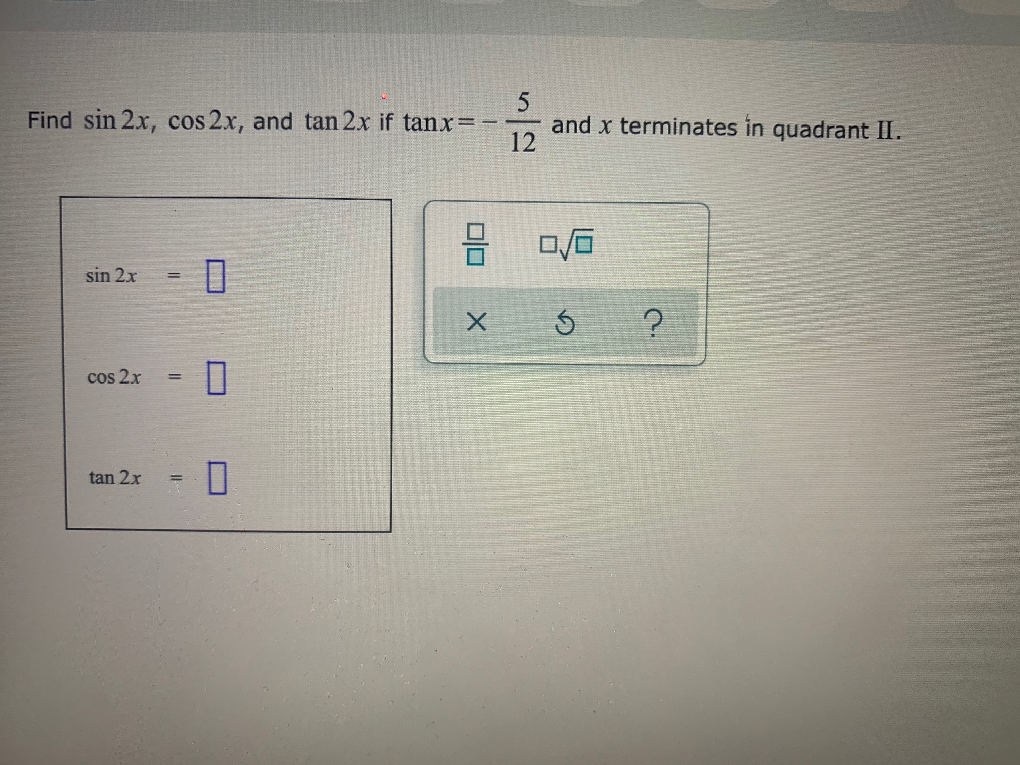 Answered Find Sin 2x Cos 2x And Tan 2x If Bartleby