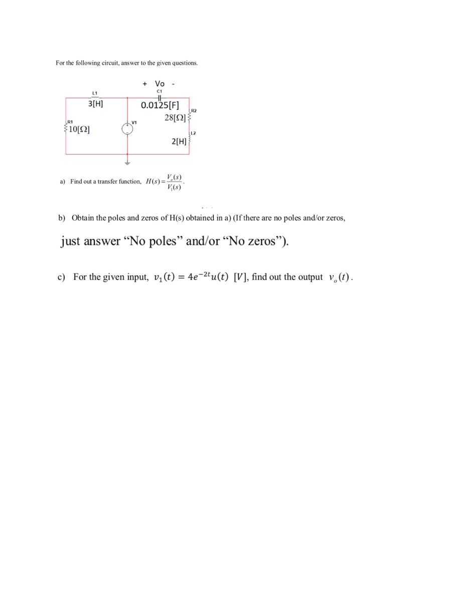 Answered For The Following Circuit Answer To Bartleby