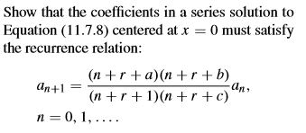 Answered Show That The Coefficients In A Series Bartleby