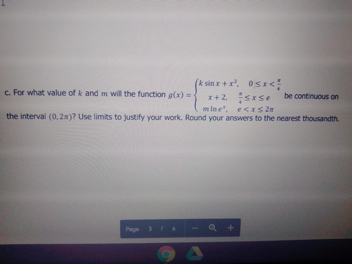 Answered K Sin X X2 C For What Value Of K Bartleby