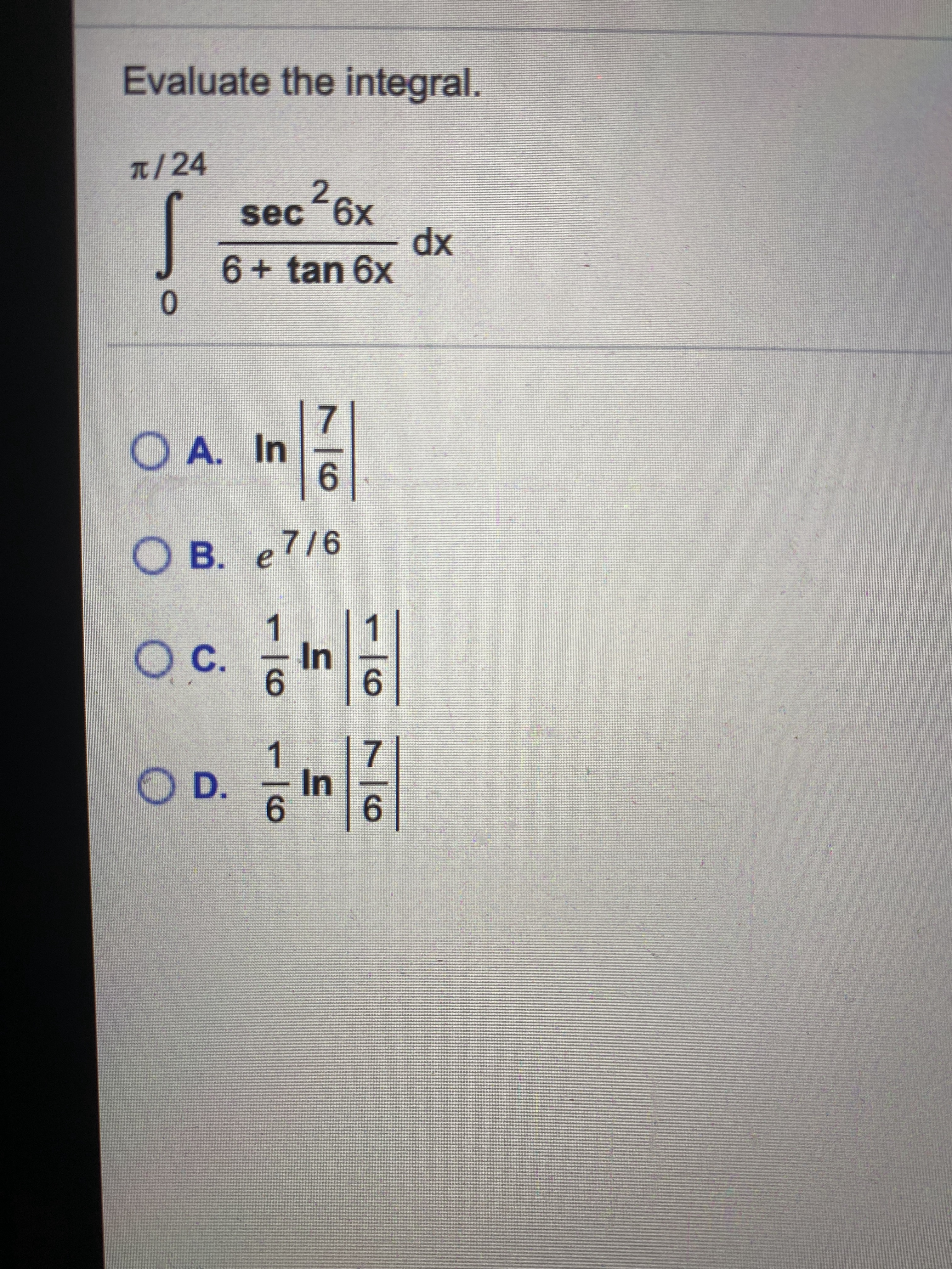 Answered Evaluate The Integral T 24 2 Sec 6x Bartleby