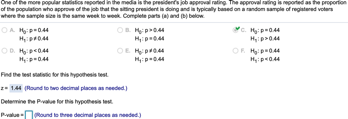 Answered: ) Determine The P Value B) State The… | Bartleby