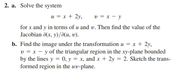 Answered 2 A Solve The System U X 2y V Bartleby