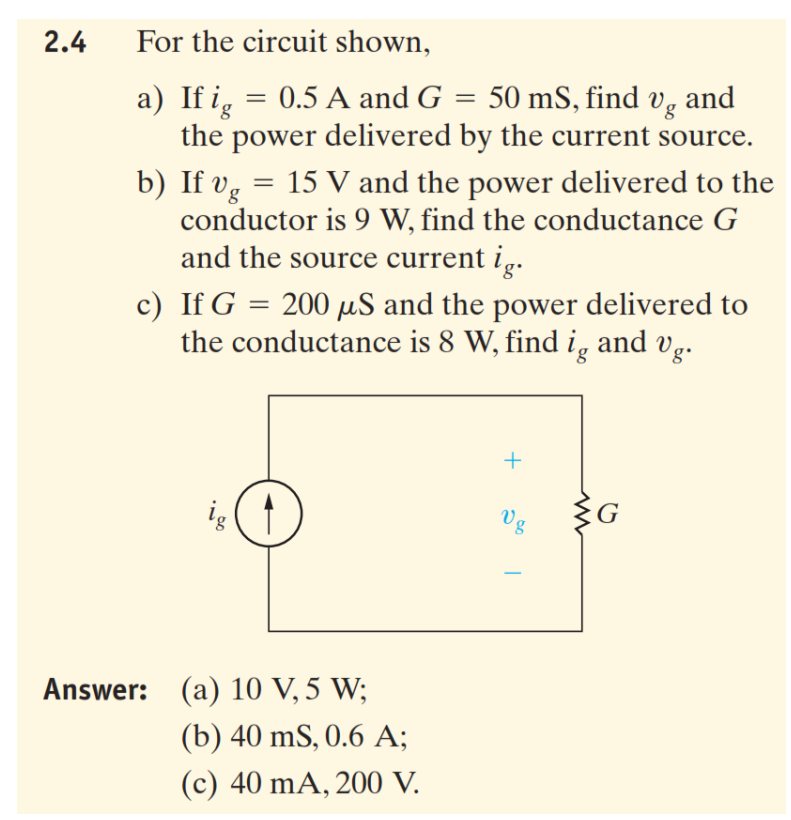 Answered A If Ig 0 5 A And G The Power Bartleby