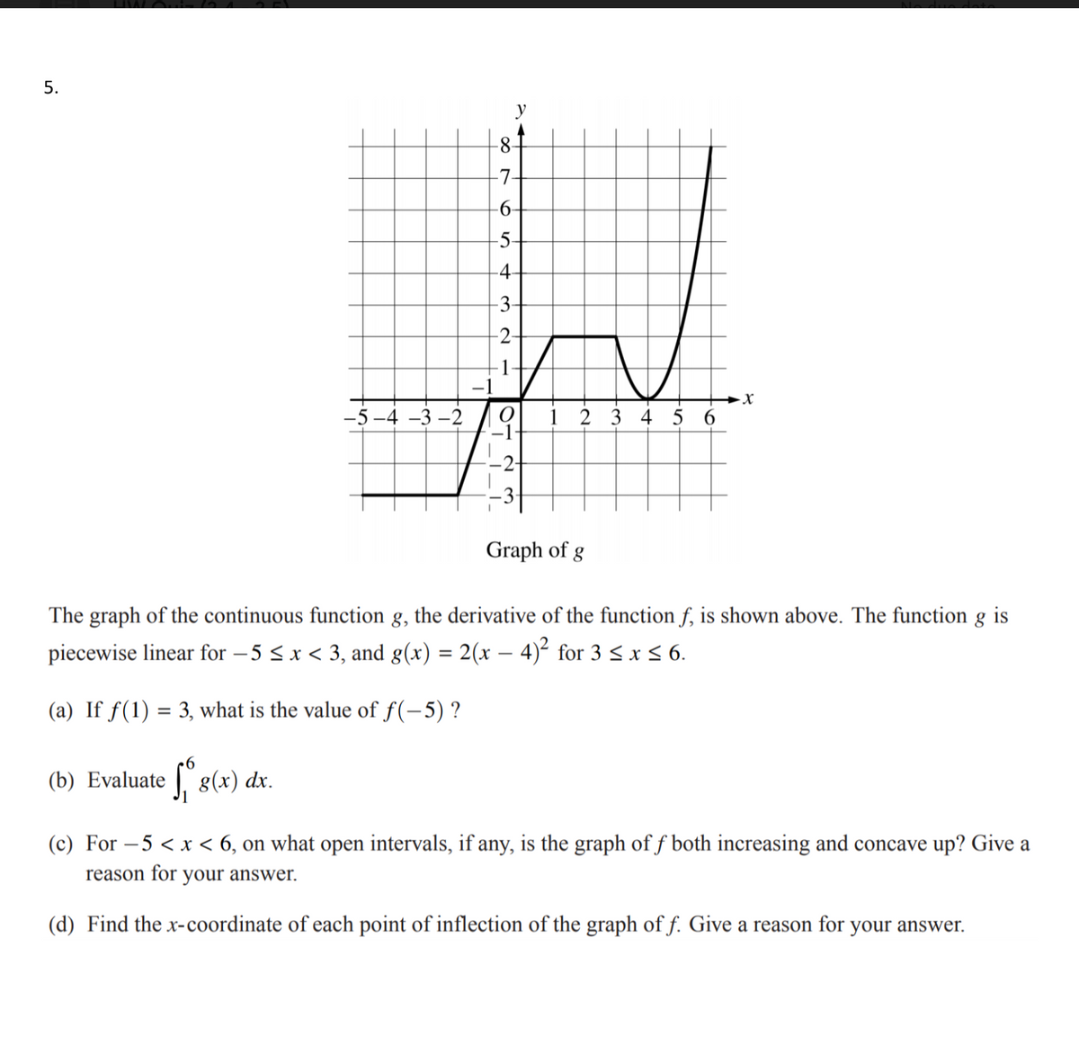 Answered The Graph Of The Continuous Function G Bartleby