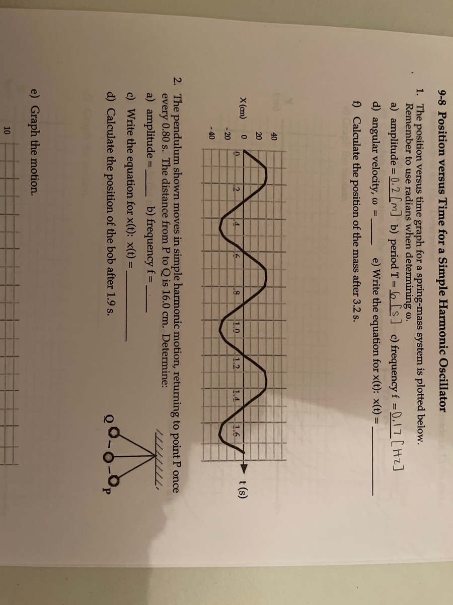 Answered 9 8 Position Versus Time For A Simple Bartleby