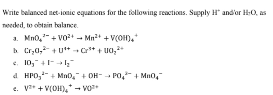 Answered: Write balanced net-ionic equations for… | bartleby