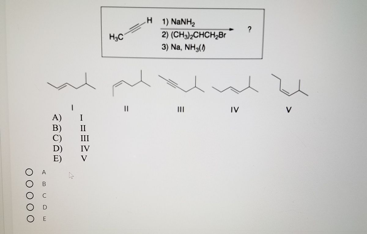 Answered: H 1) NaNH2 2) (CHa)2CHCH,Br 3) Na,… | bartleby