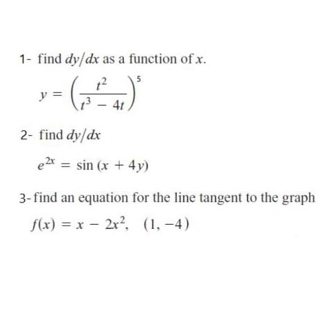 Answered 1 Find Dy Dx As A Function Of X Y Bartleby