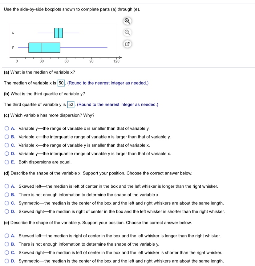 Answered C Which Variable Has More Dispersion Bartleby