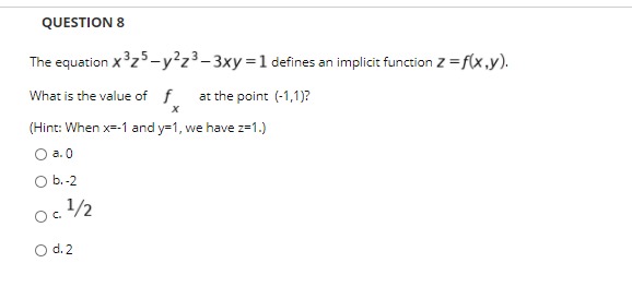 Answered The Equation X Z5 Y Z 3xy 1 Defines Bartleby